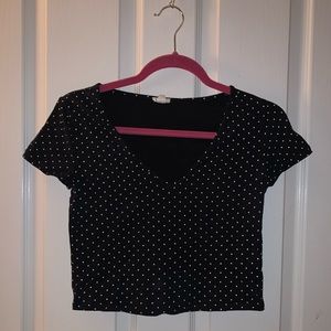 Polka dot v-neck crop top
